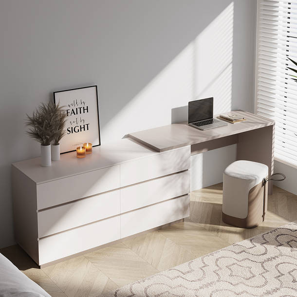 Orren Ellis Atascosa Modern Home Office Expandable Dresser Desk Combo